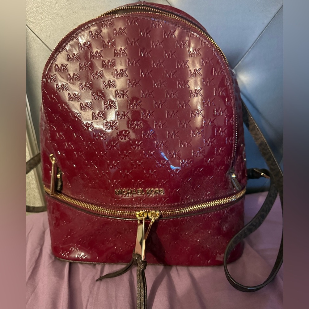 Michael Kors Glossy Burgundy Backpack